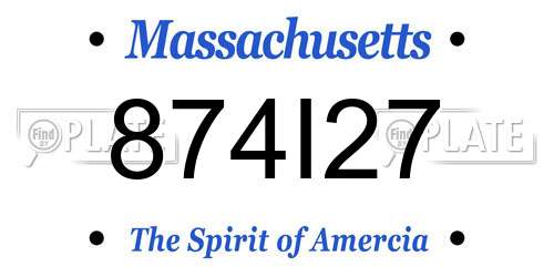 874I27 Massachusetts License Plate