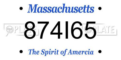 874I65 Massachusetts License Plate
