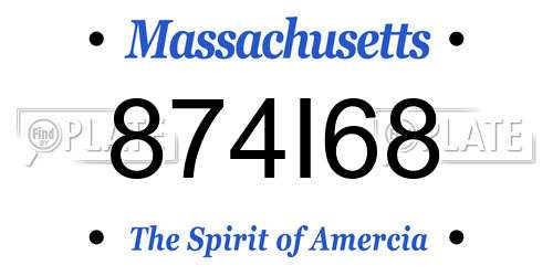 874I68 Massachusetts License Plate