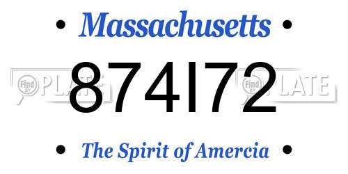 874I72 Massachusetts License Plate