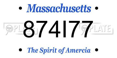 874I77 Massachusetts License Plate