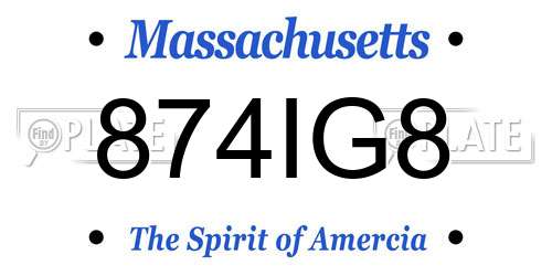 874IG8 Massachusetts License Plate