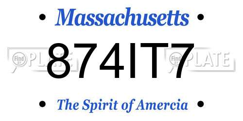 874IT7 Massachusetts License Plate