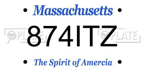 874ITZ Massachusetts License Plate