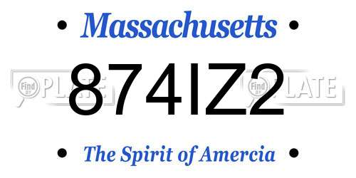 874IZ2 Massachusetts License Plate
