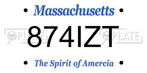874IZT Massachusetts License Plate