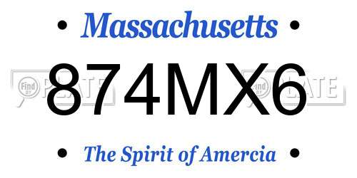 874MX6 Massachusetts License Plate