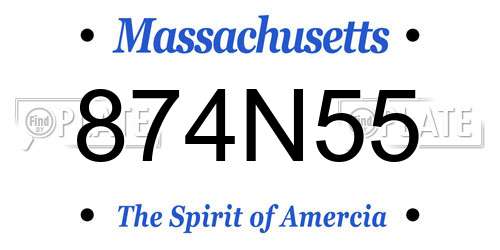874N55 Massachusetts License Plate