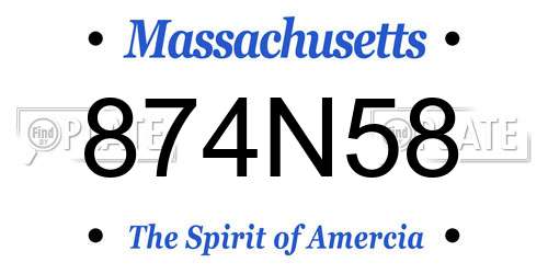 874N58 Massachusetts License Plate