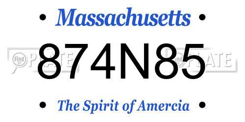 874N85 Massachusetts License Plate