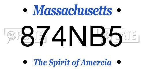 874NB5 Massachusetts License Plate