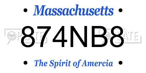 874NB8 Massachusetts License Plate