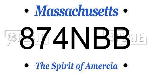 874NBB Massachusetts License Plate
