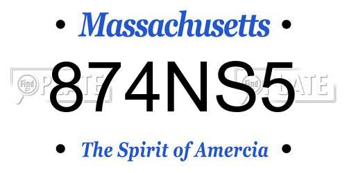 874NS5 Massachusetts License Plate