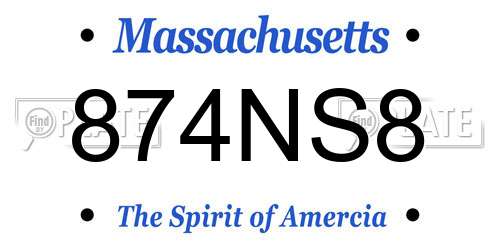 874NS8 Massachusetts License Plate