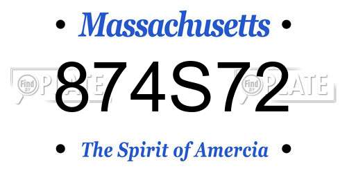 874S72 Massachusetts License Plate
