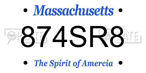 874SR8 Massachusetts License Plate