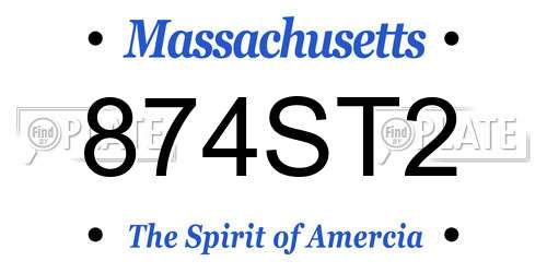 874ST2 Massachusetts License Plate