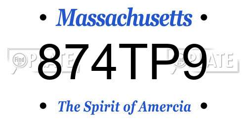 874TP9 Massachusetts License Plate