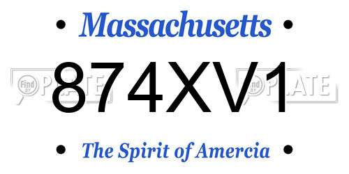 874XV1 Massachusetts License Plate