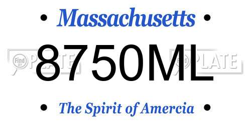 8750ML Massachusetts License Plate