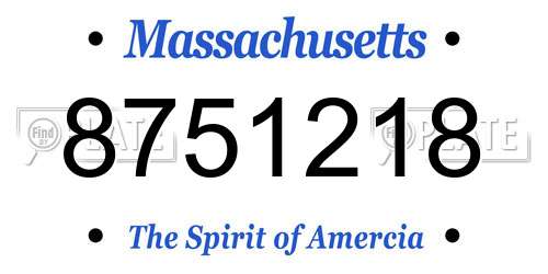 8751218 Massachusetts License Plate