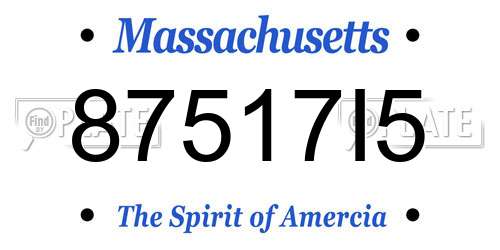 87517I5 Massachusetts License Plate
