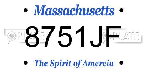 8751JF Massachusetts License Plate
