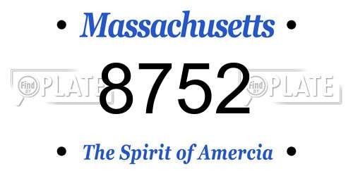 8752 Massachusetts License Plate