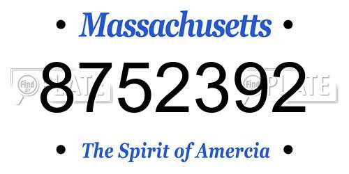 8752392 Massachusetts License Plate