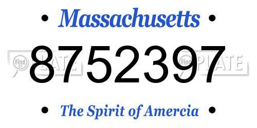 8752397 Massachusetts License Plate