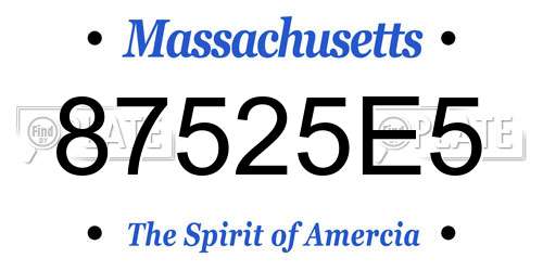87525E5 Massachusetts License Plate