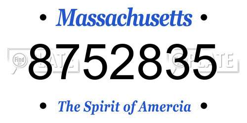 8752835 Massachusetts License Plate