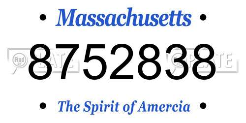 8752838 Massachusetts License Plate