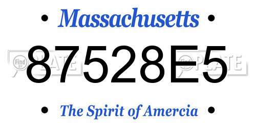 87528E5 Massachusetts License Plate