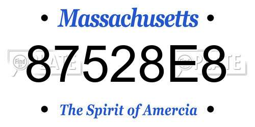 87528E8 Massachusetts License Plate