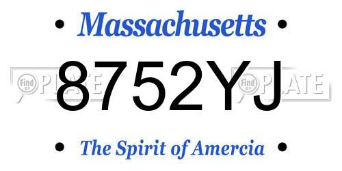 8752YJ Massachusetts License Plate