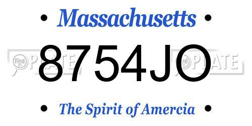 8754JO Massachusetts License Plate