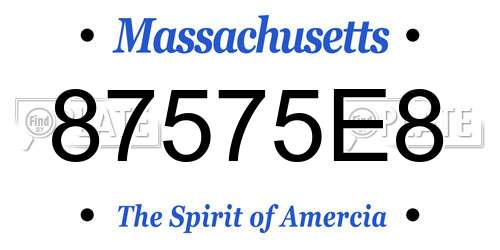 87575E8 Massachusetts License Plate