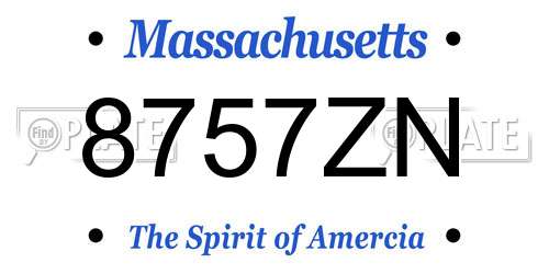 8757ZN Massachusetts License Plate