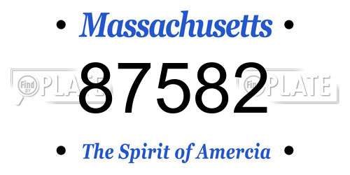 87582 Massachusetts License Plate