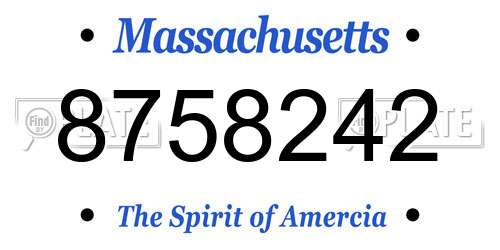 8758242 Massachusetts License Plate