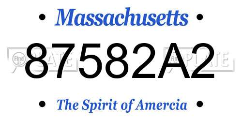 87582A2 Massachusetts License Plate