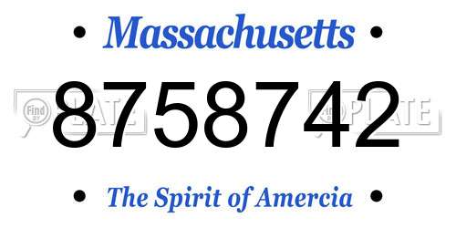 8758742 Massachusetts License Plate