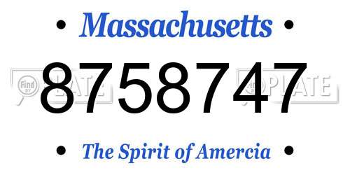 8758747 Massachusetts License Plate
