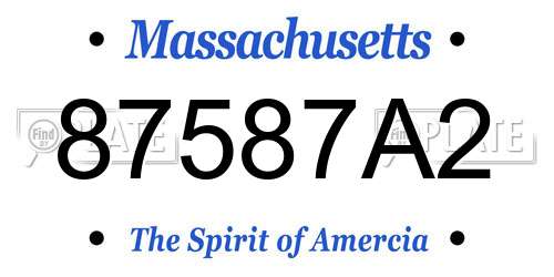 87587A2 Massachusetts License Plate