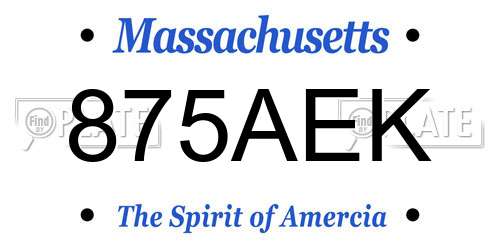 875AEK Massachusetts License Plate