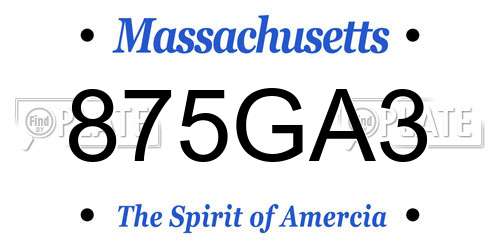 875GA3 Massachusetts License Plate