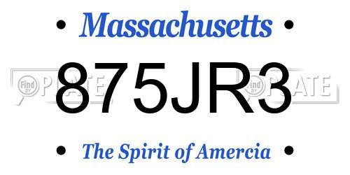 875JR3 Massachusetts License Plate