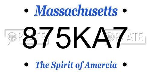 875KA7 Massachusetts License Plate